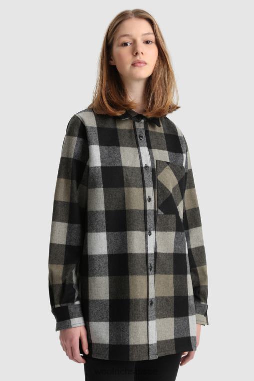 chemise en flanelle boyfriend en laine mélangée fabriquée aux États-Unis buffle noir doré vêtements femmes Woolrich 2FX2J373