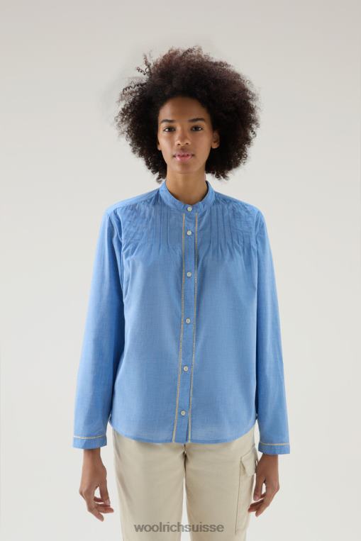 chemise nervurée en chambray pur coton indigo pâle vêtements femmes Woolrich 2FX2J134