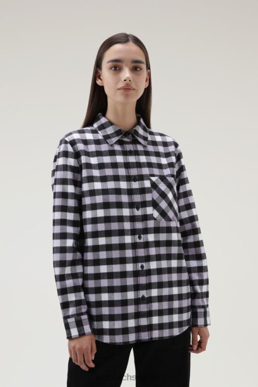 chemise traditionnelle en flanelle à carreaux buffle lilas noir vêtements femmes Woolrich 2FX2J305