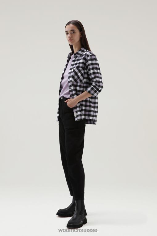 chemise traditionnelle en flanelle à carreaux buffle lilas noir vêtements femmes Woolrich 2FX2J305