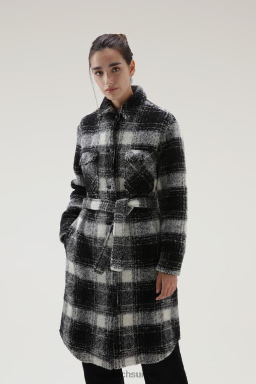 manteau en laine mélangée gentry chèque noir vêtements femmes Woolrich 2FX2J254