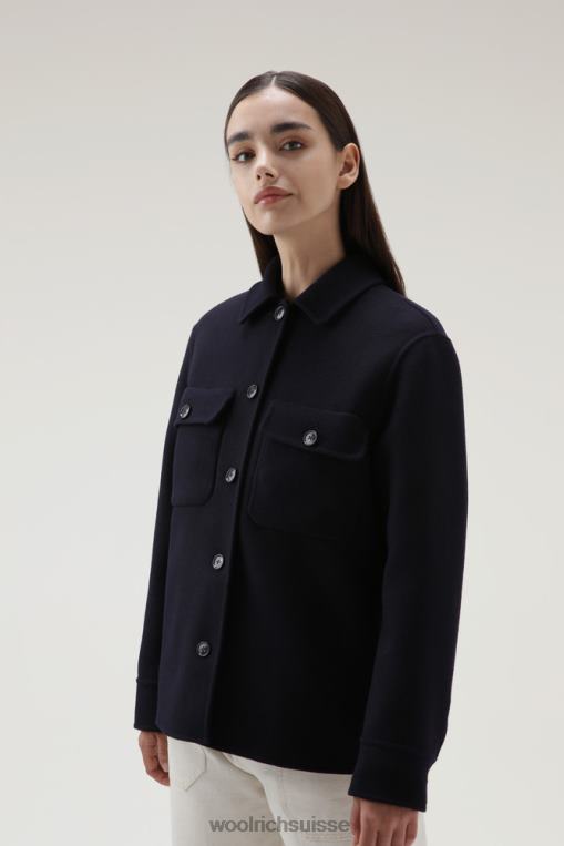surchemise en double laine vierge Manteco bleu melton vêtements femmes Woolrich 2FX2J235