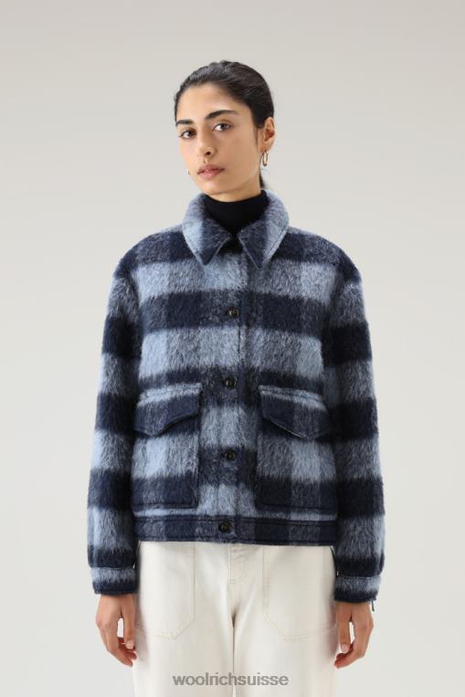 surchemise en laine mélangée brossée avec franges buffle bleu vêtements femmes Woolrich 2FX2J253