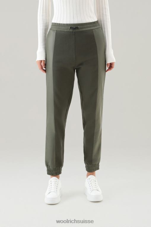 Pantalon de jogging en pur coton et nylon ripstop vert foncé vêtements femmes Woolrich 2FX2J42