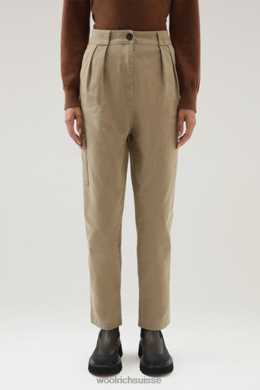 pantalon cargo en sergé de coton kaki doré vêtements femmes Woolrich 2FX2J248