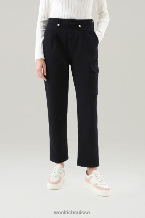 pantalon cargo teint en pièce en sergé pur coton Bleu indigo vêtements femmes Woolrich 2FX2J66