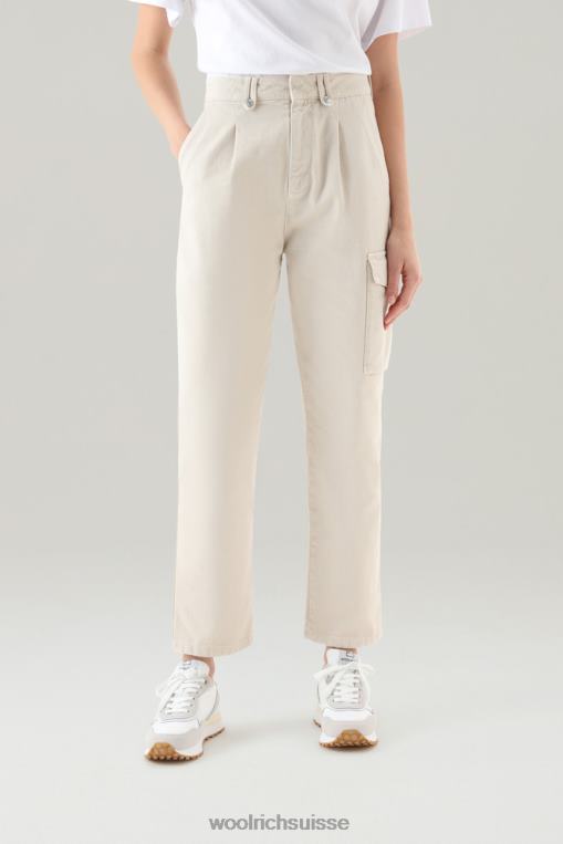 pantalon cargo teint en pièce en sergé pur coton crème lactée vêtements femmes Woolrich 2FX2J22