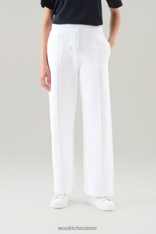 pantalon de survêtement large en pur coton blanc brillant vêtements femmes Woolrich 2FX2J78