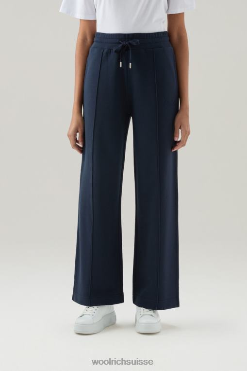 pantalon de survêtement large en pur coton bleu melton vêtements femmes Woolrich 2FX2J30