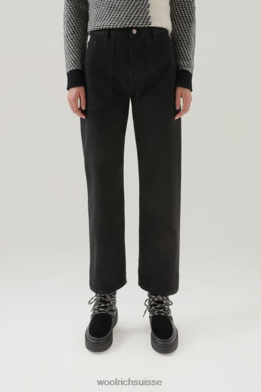 pantalon en jean en coton noir vêtements femmes Woolrich 2FX2J249