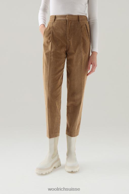 pantalon plissé en velours côtelé doux kaki doré vêtements femmes Woolrich 2FX2J256