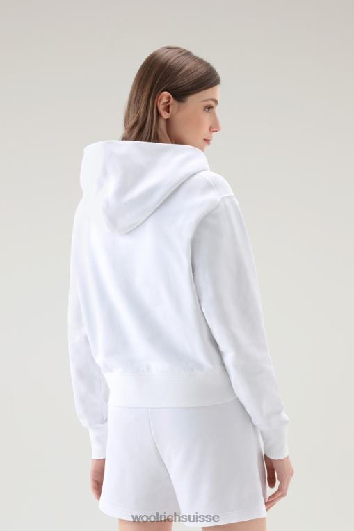 sweat à capuche en pur coton avec logo brodé blanc brillant vêtements femmes Woolrich 2FX2J331