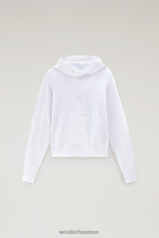 sweat à capuche en pur coton avec logo brodé blanc brillant vêtements femmes Woolrich 2FX2J331