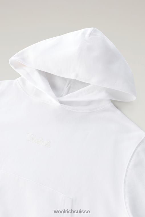 sweat à capuche en pur coton avec logo brodé blanc brillant vêtements femmes Woolrich 2FX2J331