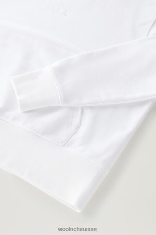 sweat à capuche en pur coton avec logo brodé blanc brillant vêtements femmes Woolrich 2FX2J331