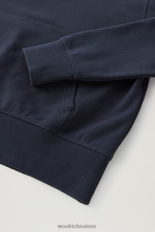sweat à capuche en pur coton avec logo brodé bleu melton vêtements femmes Woolrich 2FX2J329