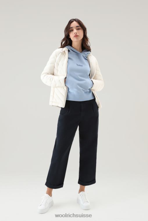 sweat à capuche en pur coton avec logo brodé indigo pâle vêtements femmes Woolrich 2FX2J328