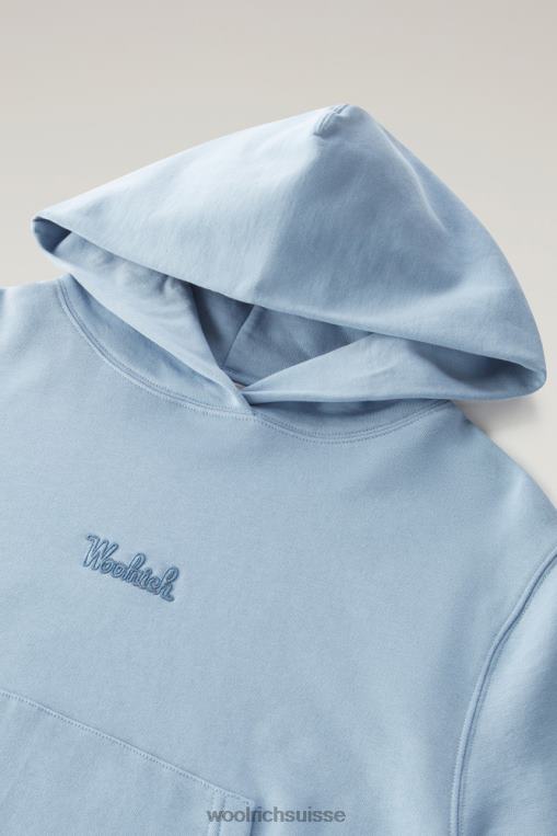 sweat à capuche en pur coton avec logo brodé indigo pâle vêtements femmes Woolrich 2FX2J328