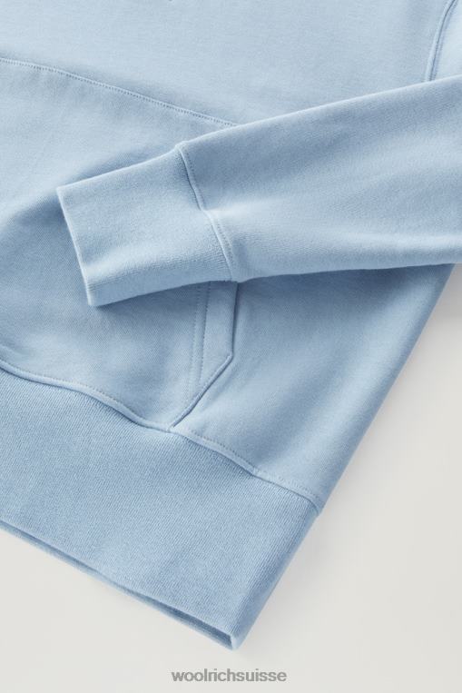 sweat à capuche en pur coton avec logo brodé indigo pâle vêtements femmes Woolrich 2FX2J328