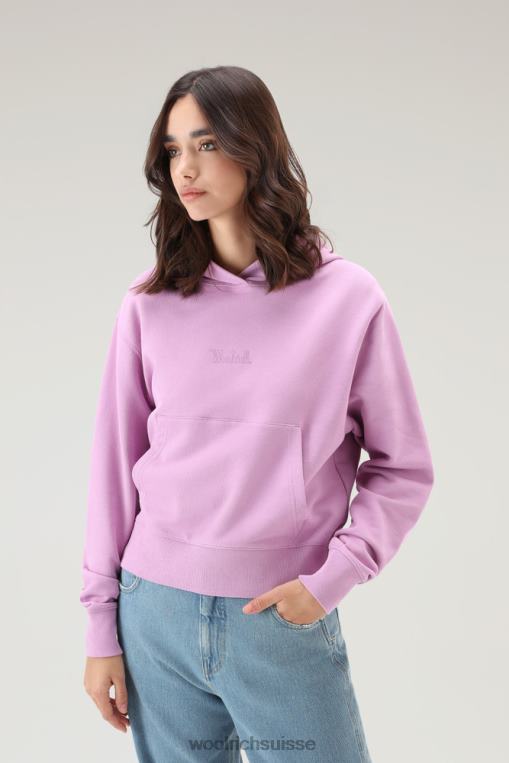 sweat à capuche en pur coton avec logo brodé rose fumée vêtements femmes Woolrich 2FX2J330