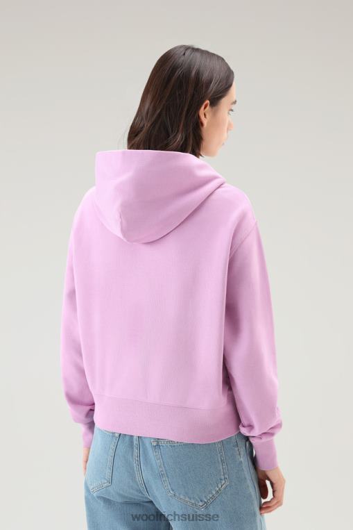 sweat à capuche en pur coton avec logo brodé rose fumée vêtements femmes Woolrich 2FX2J330