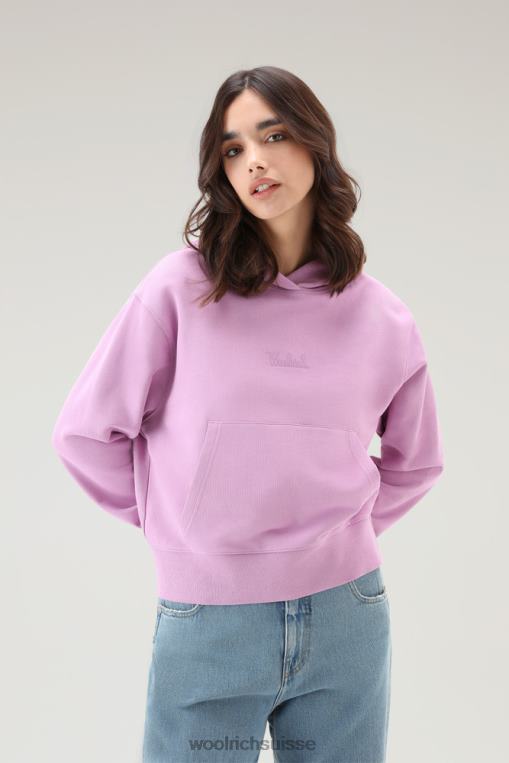 sweat à capuche en pur coton avec logo brodé rose fumée vêtements femmes Woolrich 2FX2J330