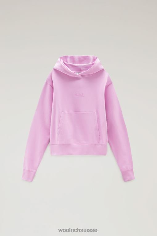 sweat à capuche en pur coton avec logo brodé rose fumée vêtements femmes Woolrich 2FX2J330