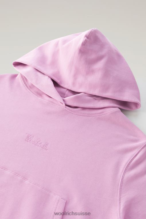 sweat à capuche en pur coton avec logo brodé rose fumée vêtements femmes Woolrich 2FX2J330