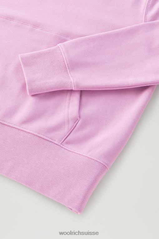 sweat à capuche en pur coton avec logo brodé rose fumée vêtements femmes Woolrich 2FX2J330