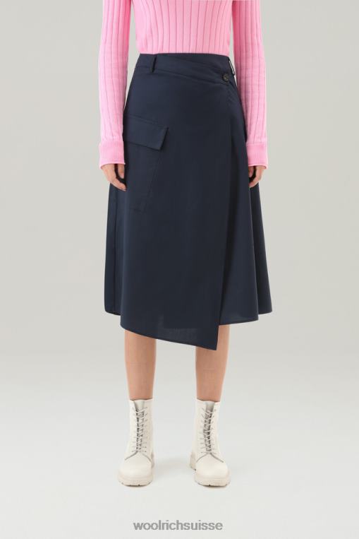jupe portefeuille en popeline pur coton bleu melton vêtements femmes Woolrich 2FX2J327