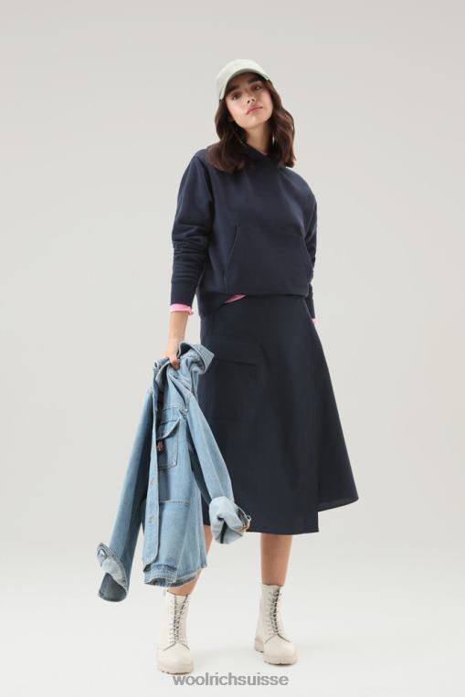 jupe portefeuille en popeline pur coton bleu melton vêtements femmes Woolrich 2FX2J327