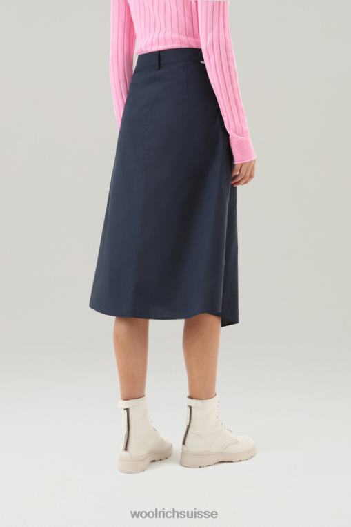 jupe portefeuille en popeline pur coton bleu melton vêtements femmes Woolrich 2FX2J327