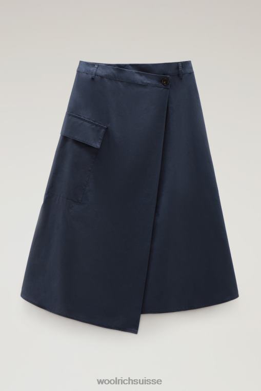 jupe portefeuille en popeline pur coton bleu melton vêtements femmes Woolrich 2FX2J327