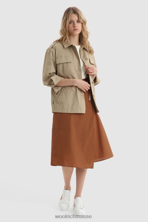 jupe portefeuille en popeline pur coton brun rouille vêtements femmes Woolrich 2FX2J333