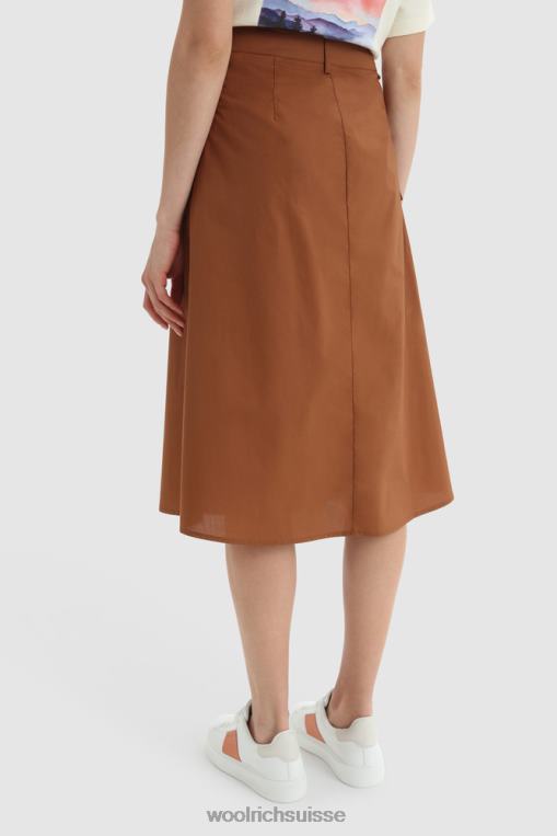 jupe portefeuille en popeline pur coton brun rouille vêtements femmes Woolrich 2FX2J333
