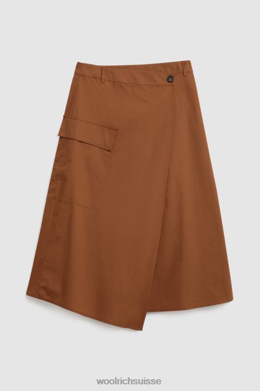 jupe portefeuille en popeline pur coton brun rouille vêtements femmes Woolrich 2FX2J333