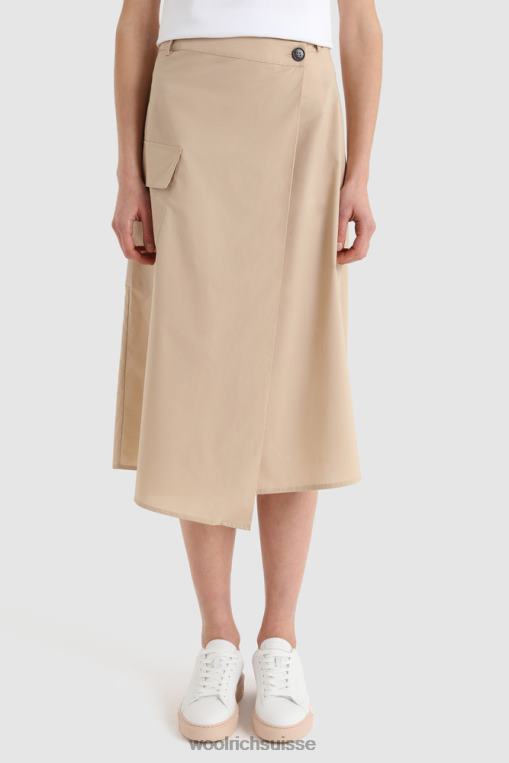 jupe portefeuille en popeline pur coton plume beige vêtements femmes Woolrich 2FX2J326