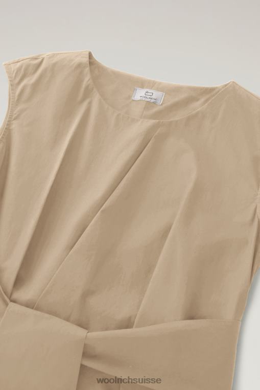 robe midi en popeline pur coton plume beige vêtements femmes Woolrich 2FX2J332