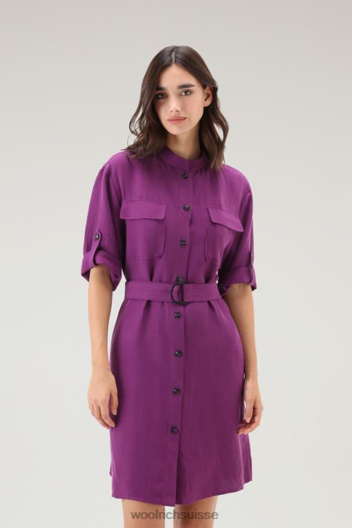 robe utilitaire ceinturée en lin mélangé charisme violet vêtements femmes Woolrich 2FX2J132