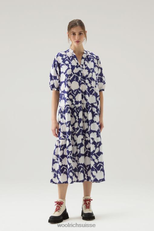 robe à volants en popeline pur coton fleur bleue de Melton vêtements femmes Woolrich 2FX2J168