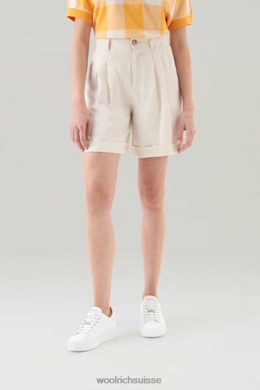 short en lin mélangé avec poches crème lactée vêtements femmes Woolrich 2FX2J170