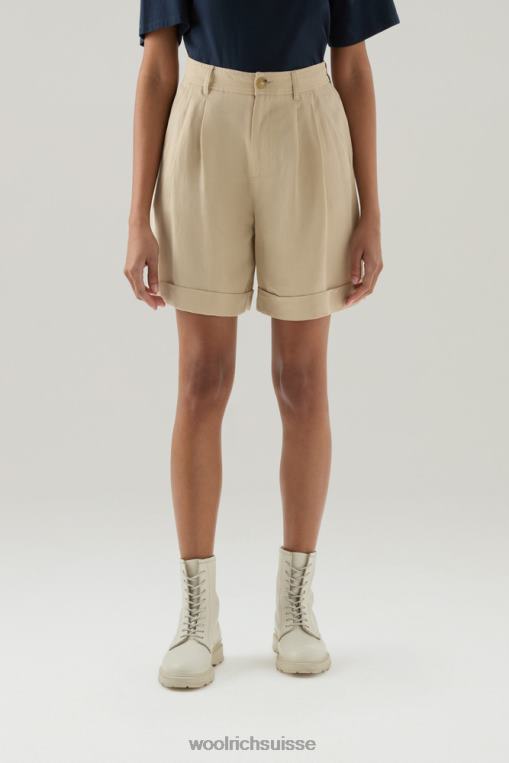 short en lin mélangé avec poches plume beige vêtements femmes Woolrich 2FX2J162