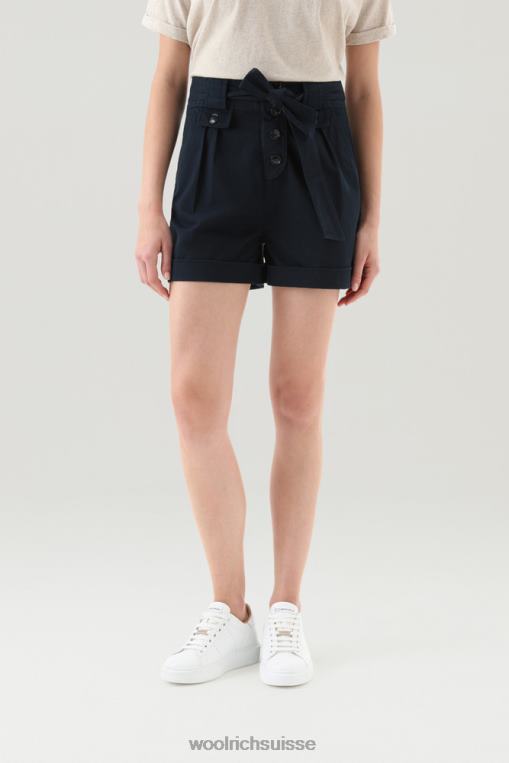 short en sergé de coton stretch teint en pièce bleu melton vêtements femmes Woolrich 2FX2J169