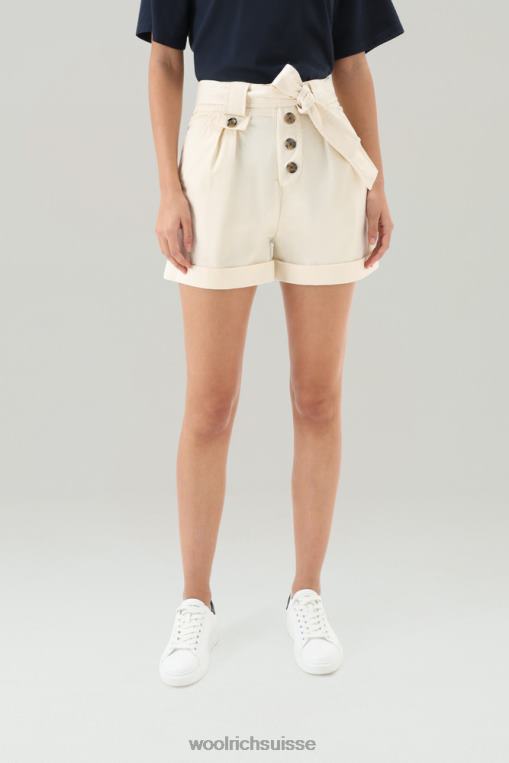 short en sergé de coton stretch teint en pièce crème lactée vêtements femmes Woolrich 2FX2J159