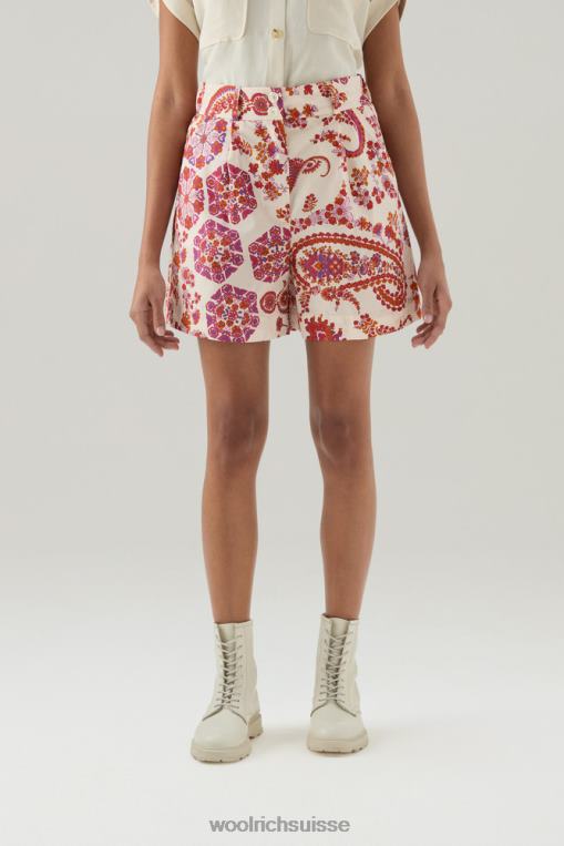 short imprimé en popeline pur coton cachemire écarlate marin vêtements femmes Woolrich 2FX2J174