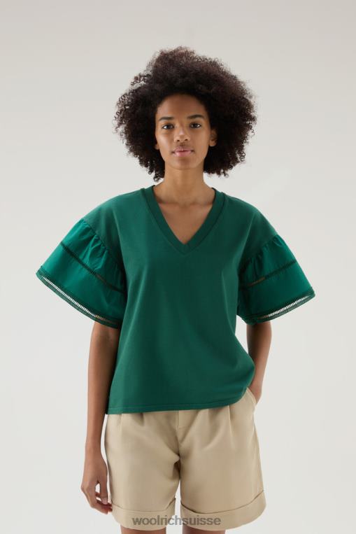 t-shirt Lakeside en pur coton à manches bouffantes à feuilles persistantes vêtements femmes Woolrich 2FX2J128