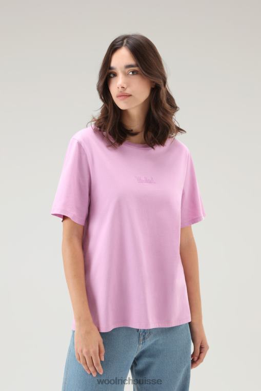 t-shirt à logo brodé en pur coton rose fumée vêtements femmes Woolrich 2FX2J108