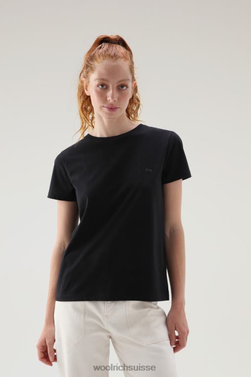 t-shirt à logo en coton noir vêtements femmes Woolrich 2FX2J225