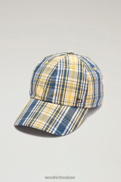 casquette de baseball à carreaux en mélange de coton et de laine chèque jaune accessoires Hommes Woolrich 2FX2J446