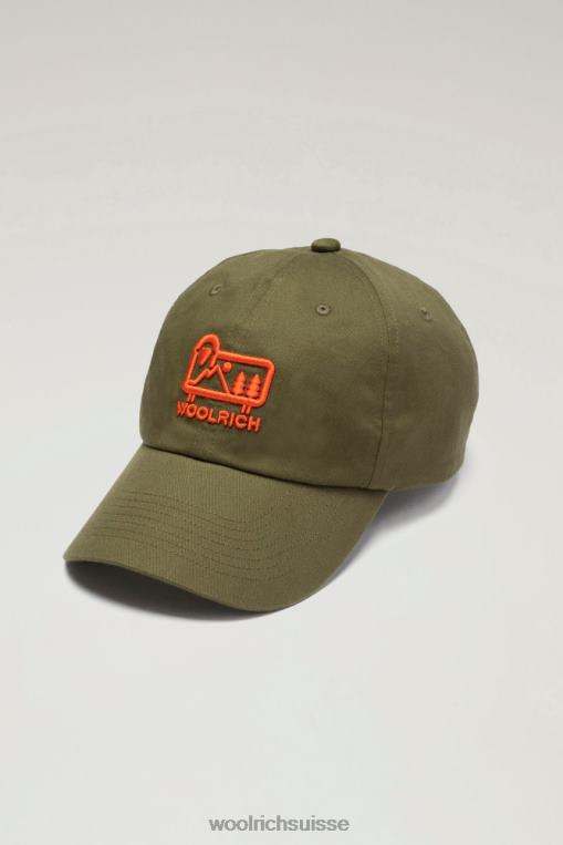casquette de baseball à logo en sergé pur coton kaki accessoires Hommes Woolrich 2FX2J412